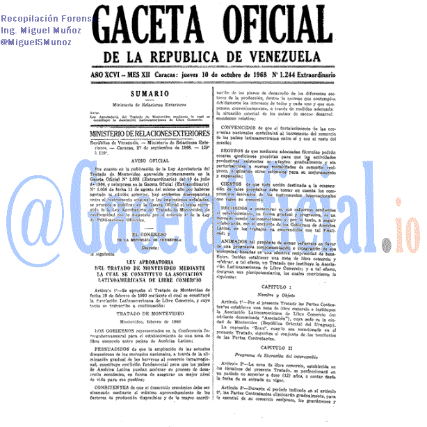 Gaceta Oficial 1244 del 10 Octubre 1968