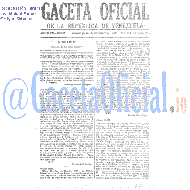 Gaceta Oficial 1264 del 27 Febrero 1969