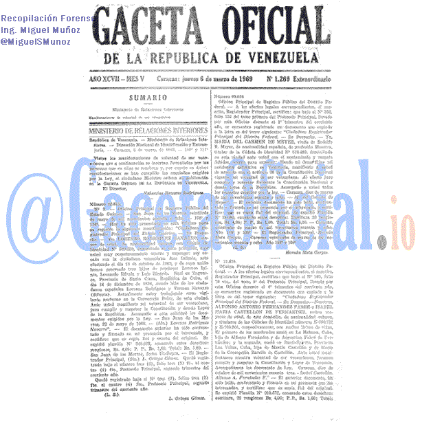 Gaceta Oficial 1269 del 6 Marzo 1969