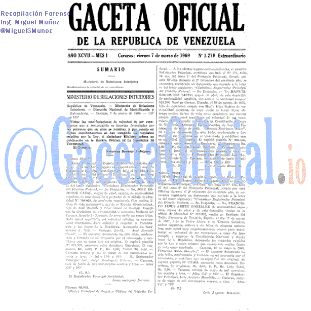Gaceta Oficial 1270 del 7 Marzo 1969