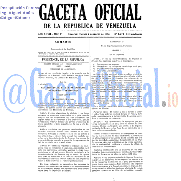 Gaceta Oficial 1271 del 7 Marzo 1969
