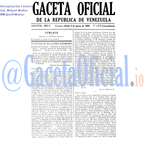 Gaceta Oficial 1272 del 8 Marzo 1969