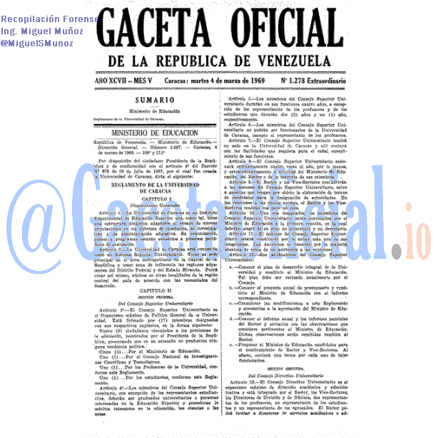 Gaceta Oficial 1278 del 4 Marzo 1969