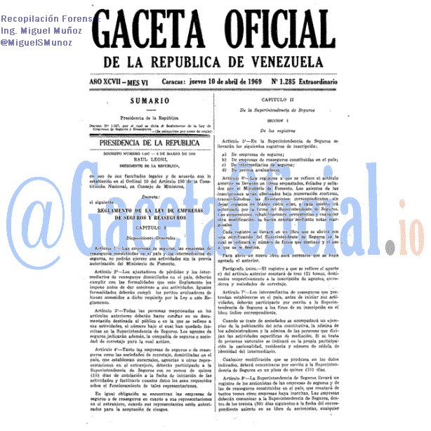 Gaceta Oficial 1285 del 10 Abril 1969