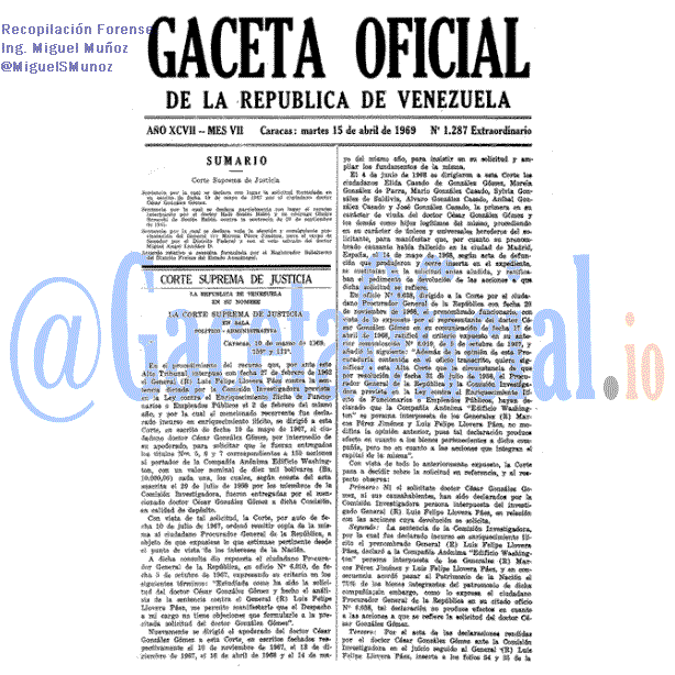 Gaceta Oficial 1287 del 15 Abril 1969