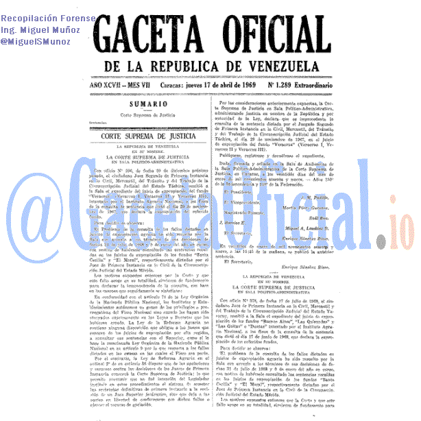 Gaceta Oficial 1289 del 17 Abril 1969