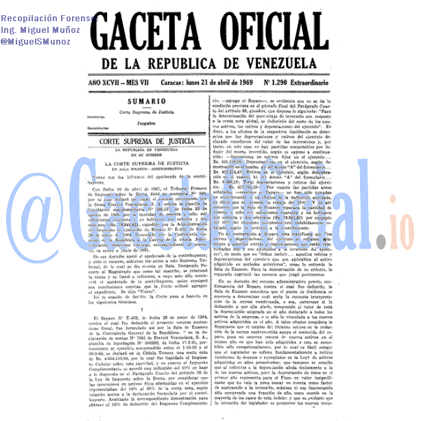 Gaceta Oficial 1290 del 21 Abril 1969
