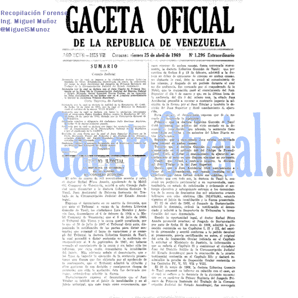 Gaceta Oficial 1296 del 25 Abril 1969