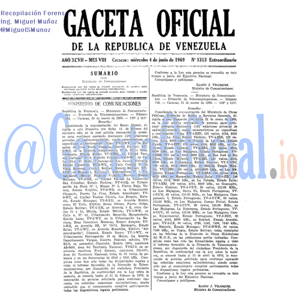 Gaceta Oficial 1313 del 4 Junio 1969