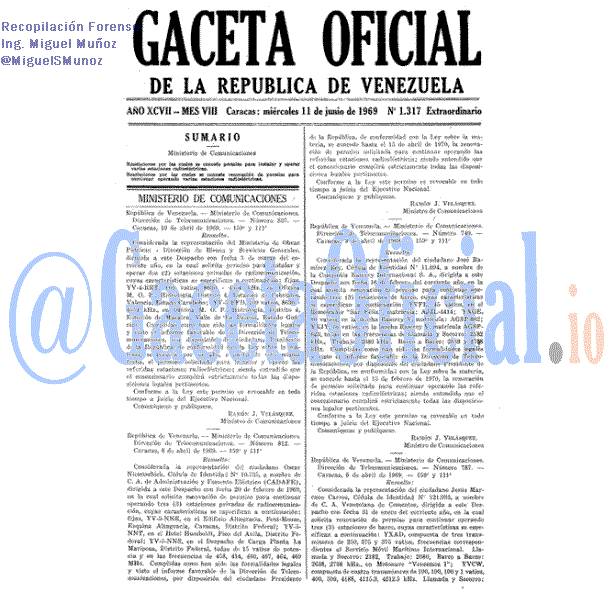 Gaceta Oficial 1317 del 11 Junio 1969
