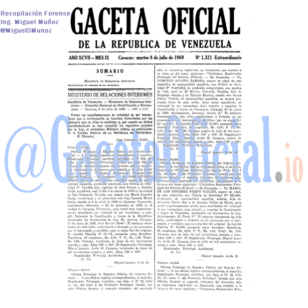 Gaceta Oficial 1321 del 8 Julio 1969