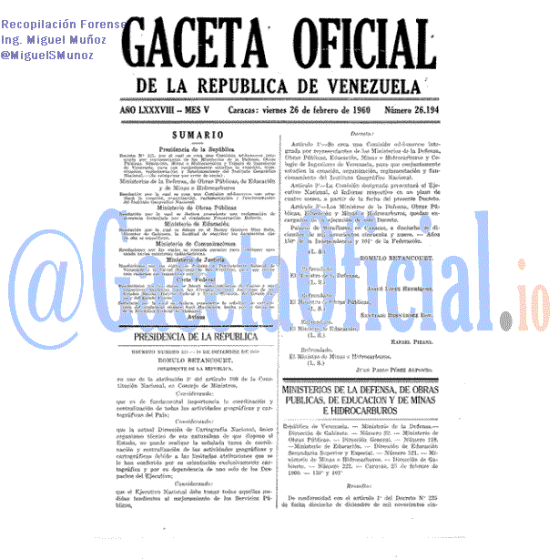 Gaceta Oficial 26194 del 26 Febrero 1960