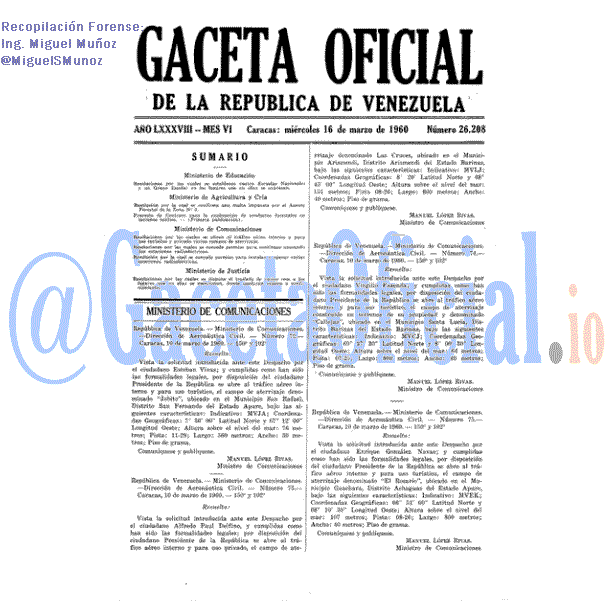 Gaceta Oficial 26208 del 16 Marzo 1960