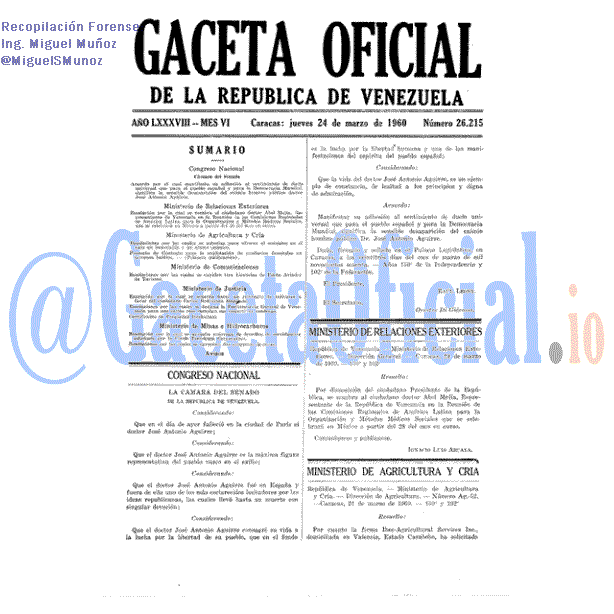Gaceta Oficial 26215 del 24 Marzo 1960