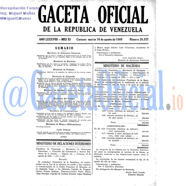 Gaceta Oficial 26332 del 16 Agosto 1960