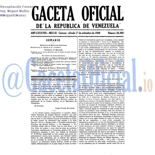 Gaceta Oficial 26360 del 17 Septiembre 1960