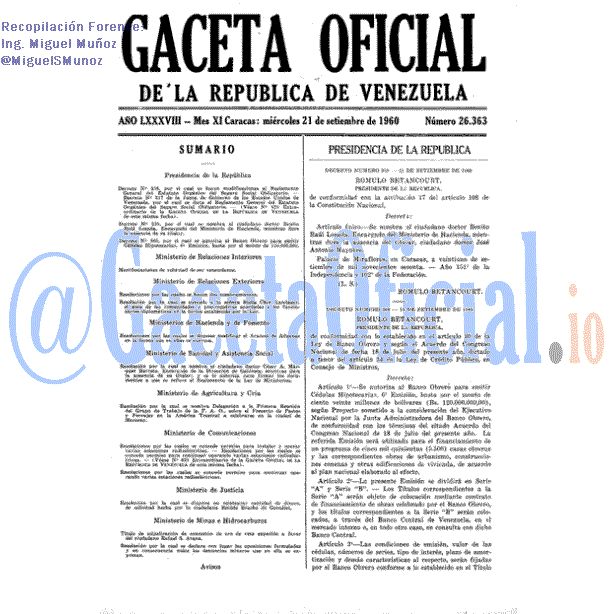 Gaceta Oficial 26363 del 21 Septiembre 1960