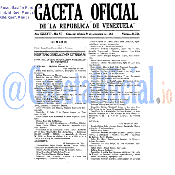 Gaceta Oficial 26366 del 24 Septiembre 1960