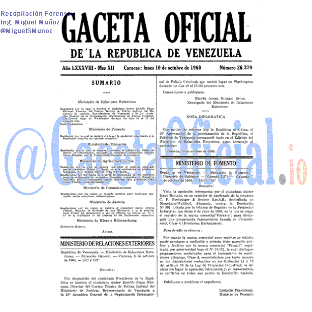Gaceta Oficial 26379 del 10 Octubre 1960