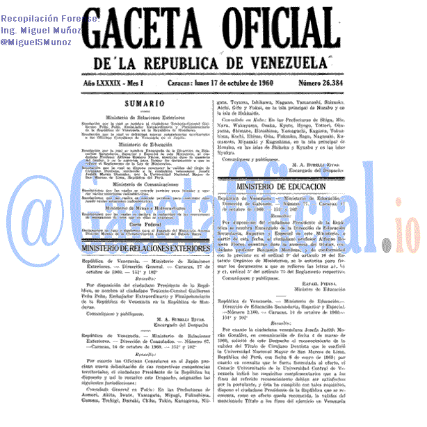 Gaceta Oficial 26384 del 17 Octubre 1960