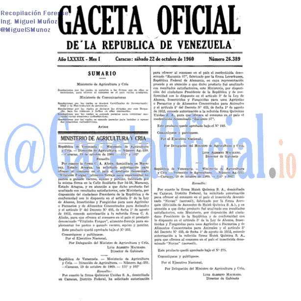 Gaceta Oficial 26389 del 22 Octubre 1960