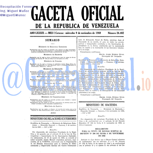 Gaceta Oficial 26402 del 9 Noviembre 1960