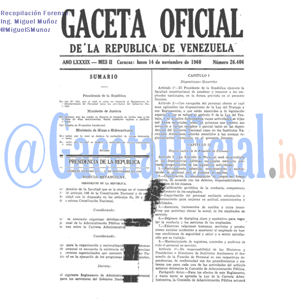 Gaceta Oficial 26406 del 14 Noviembre 1960