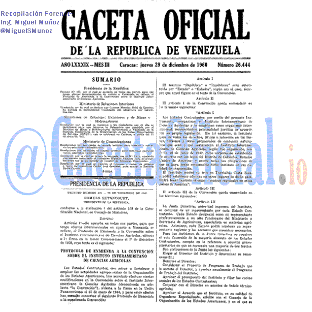 Gaceta Oficial 26444 del 29 Diciembre 1960