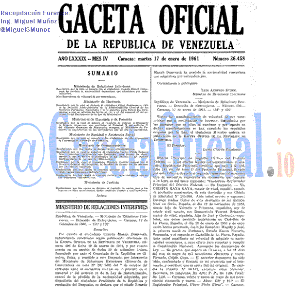 Gaceta Oficial 26458 del 17 Enero 1961