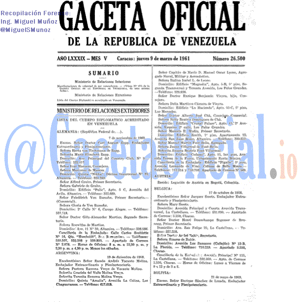 Gaceta Oficial 26500 del 9 Marzo 1961