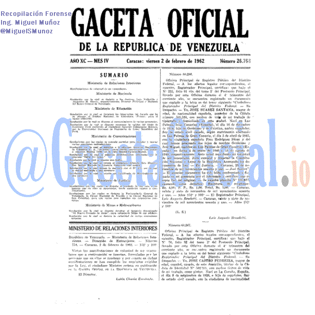 Gaceta Oficial 26768 del 2 Febrero 1962