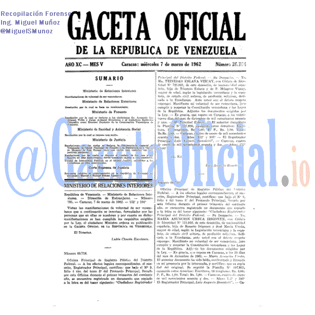 Gaceta Oficial 26794 del 7 Marzo 1962