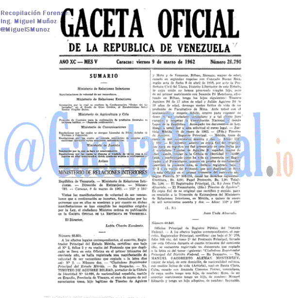 Gaceta Oficial 26796 del 9 Marzo 1962
