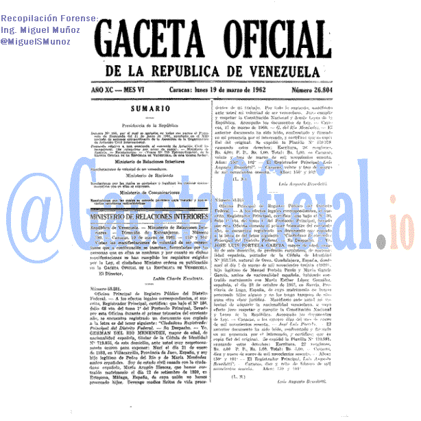 Gaceta Oficial 26804 del 19 Marzo 1962