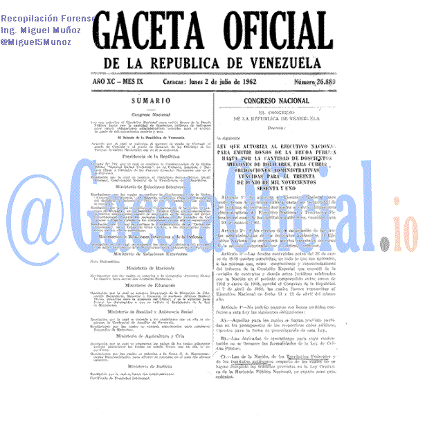 Gaceta Oficial 26889 del 2 Julio 1962