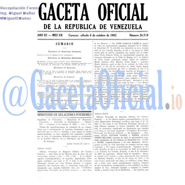 Gaceta Oficial 26970 del 6 Octubre 1962
