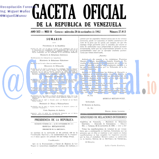 Gaceta Oficial 27013 del 28 Noviembre 1962