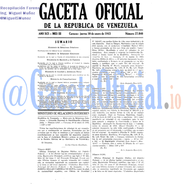 Gaceta Oficial 27046 del 10 Enero 1963