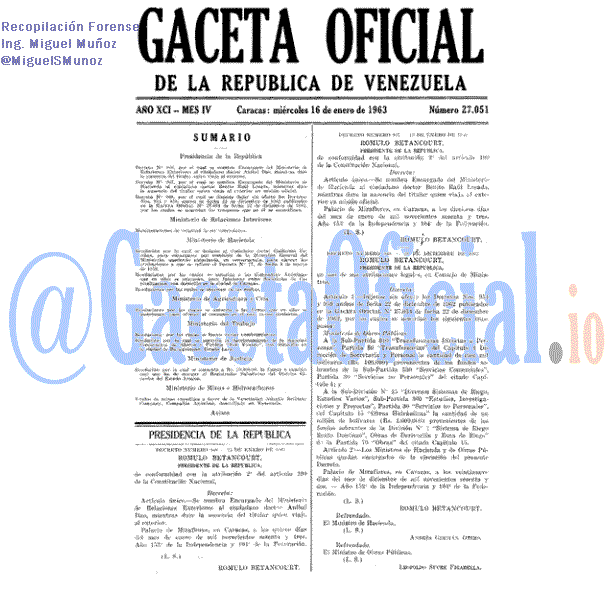 Gaceta Oficial 27051 del 16 Enero 1963