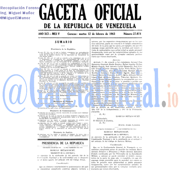 Gaceta Oficial 27074 del 12 Febrero 1963