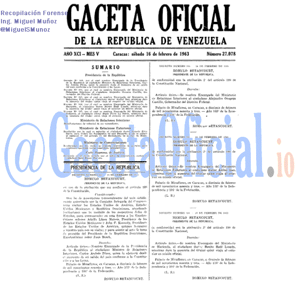 Gaceta Oficial 27078 del 16 Febrero 1963