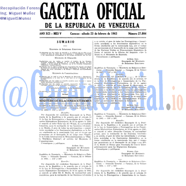 Gaceta Oficial 27084 del 23 Febrero 1963