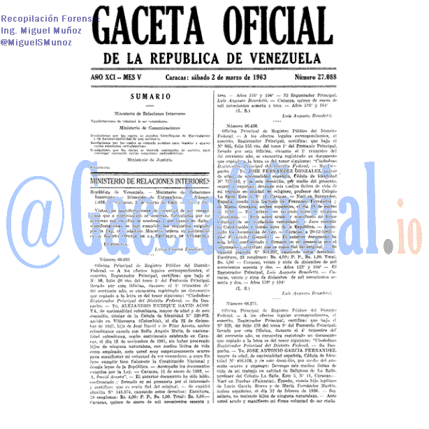 Gaceta Oficial 27088 del 2 Marzo 1963