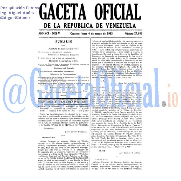 Gaceta Oficial 27089 del 4 Marzo 1963