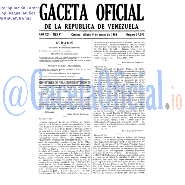 Gaceta Oficial 27094 del 9 Marzo 1963