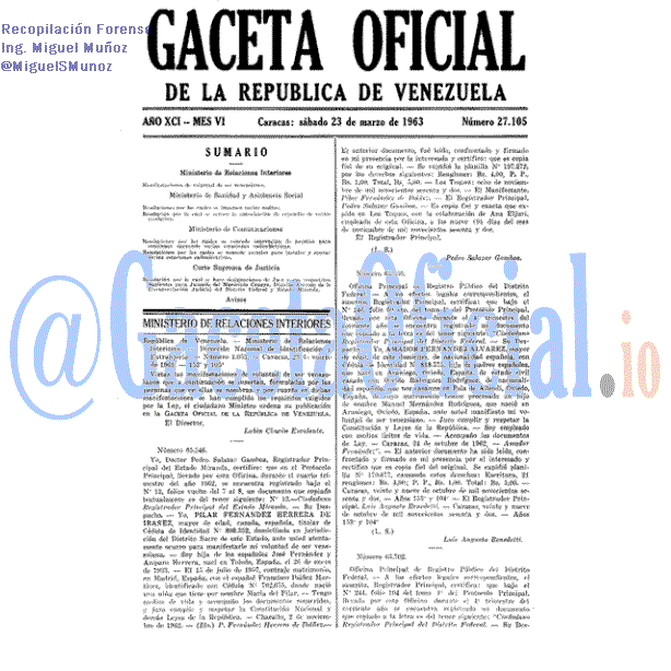 Gaceta Oficial 27105 del 23 Marzo 1963