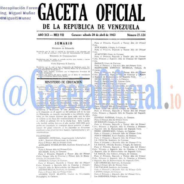 Gaceta Oficial 27124 del 20 Abril 1963