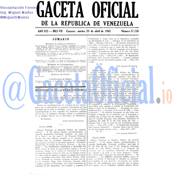 Gaceta Oficial 27126 del 23 Abril 1963