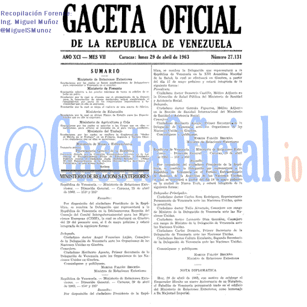 Gaceta Oficial 27131 del 29 Abril 1963