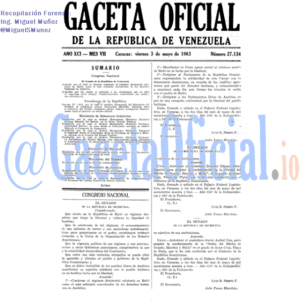Gaceta Oficial 27134 del 3 Mayo 1963